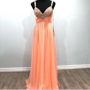 BNWT Nina Canacci beaded chiffon gown